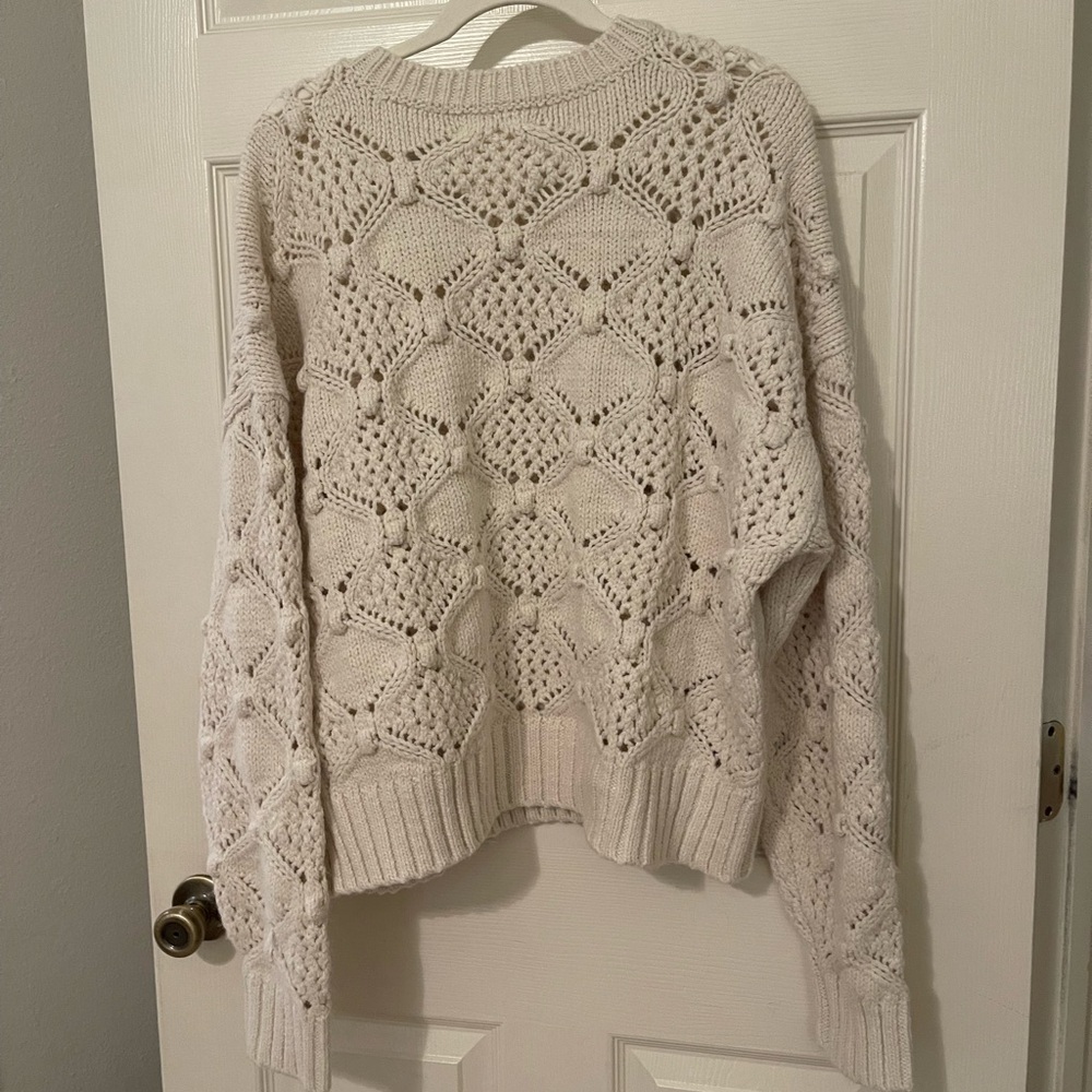 NWT Lucky Brand sweater XL cream off-white open weave